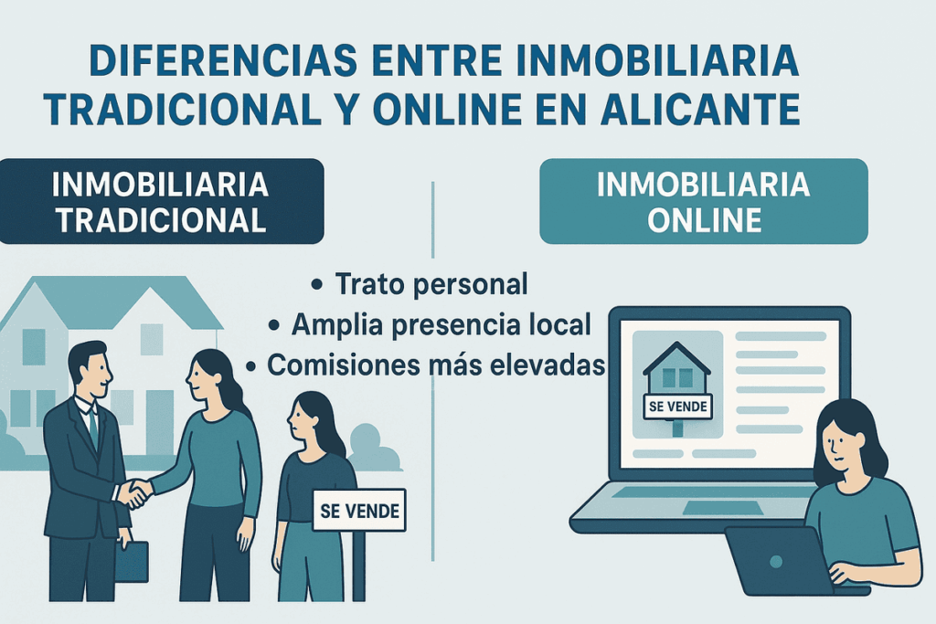 Diferencias entre inmobiliaria tradicional y online en Alicante infografia