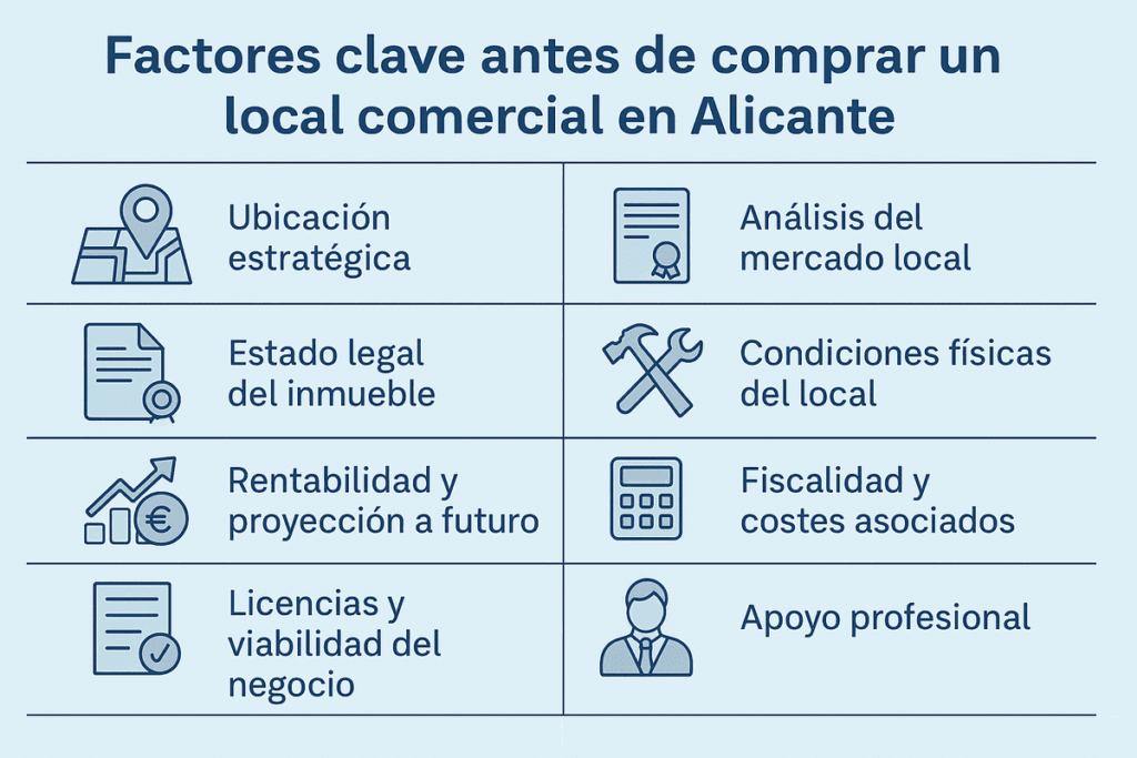 Factores clave antes de comprar un local comercial en Alicante